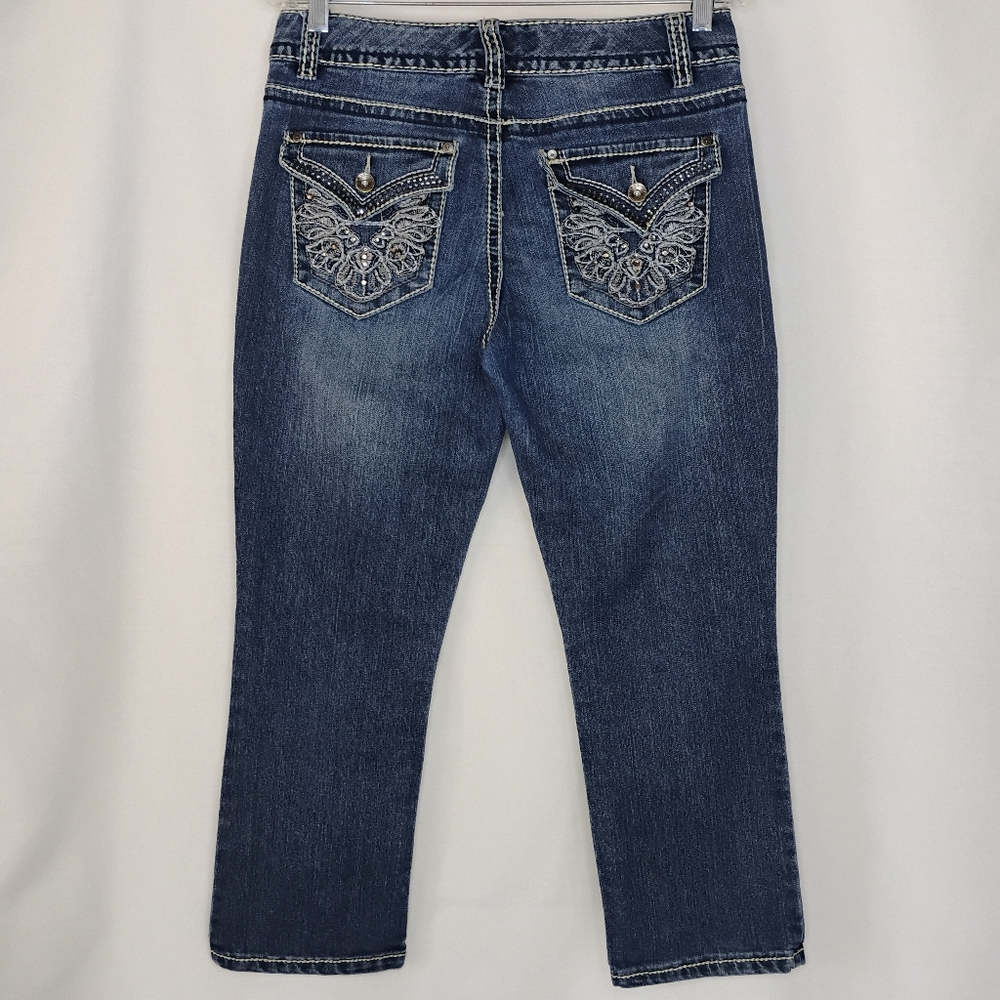 Women's 6 Nine West Annette Blue Cropped Straight Leg Jeans Y2K Fashion Pockets